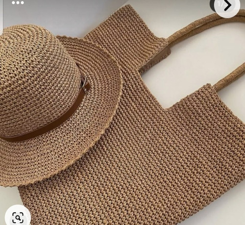 ست کیف و کلاه ساحلی رافیا دست بافت با آستر